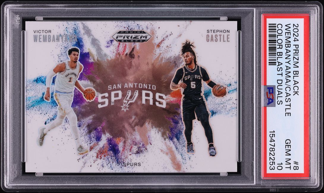 2024 Panini Prizm Black Color Blast Victor Wembanyama Stephon Castle ROOKIE #8 PSA 10 GEM MINT
