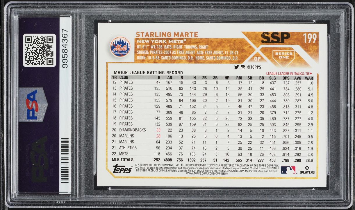 2023 Topps Starling Marte SSP #199 PSA 9 MINT