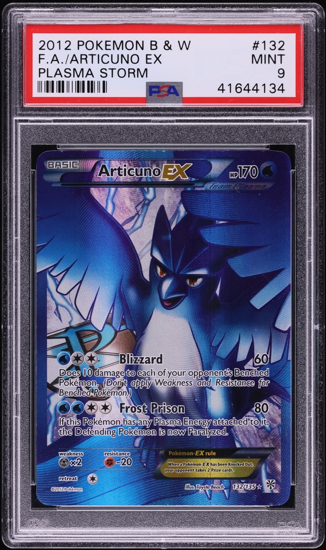 2013 Pokemon Black & White Plasma Storm Full Art Articuno EX #132 PSA 9 MINT