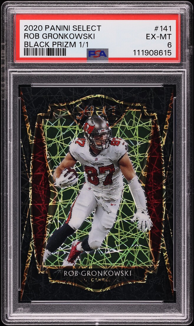 2020 Select Premier Level Black Prizm Rob Gronkowski 1/1 #141 PSA 6 EXMT - Photo 1