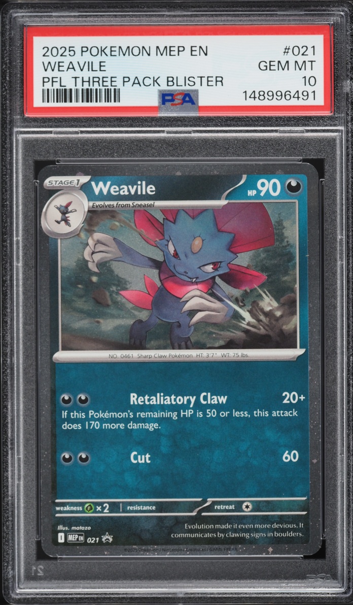 2025 Pokemon Mega Evolution Promo Phantasmal Flames Weavile #21 PSA 10 GEM MINT