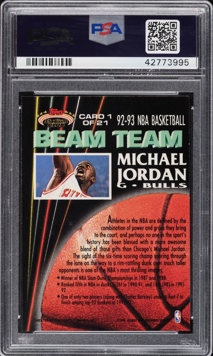 1992 Stadium Club Beam Team Members Only Michael Jordan #1 PSA 10 GEM MINT