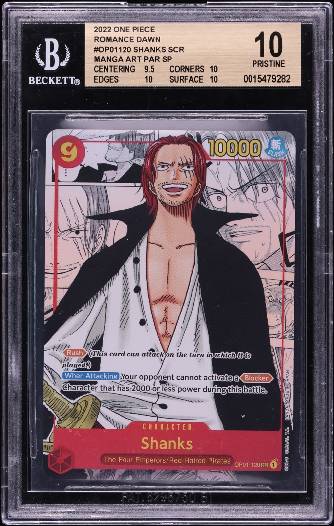 2022 One Piece Romance Dawn Manga Art Shanks #OP01-120 BGS 10 PRISTINE