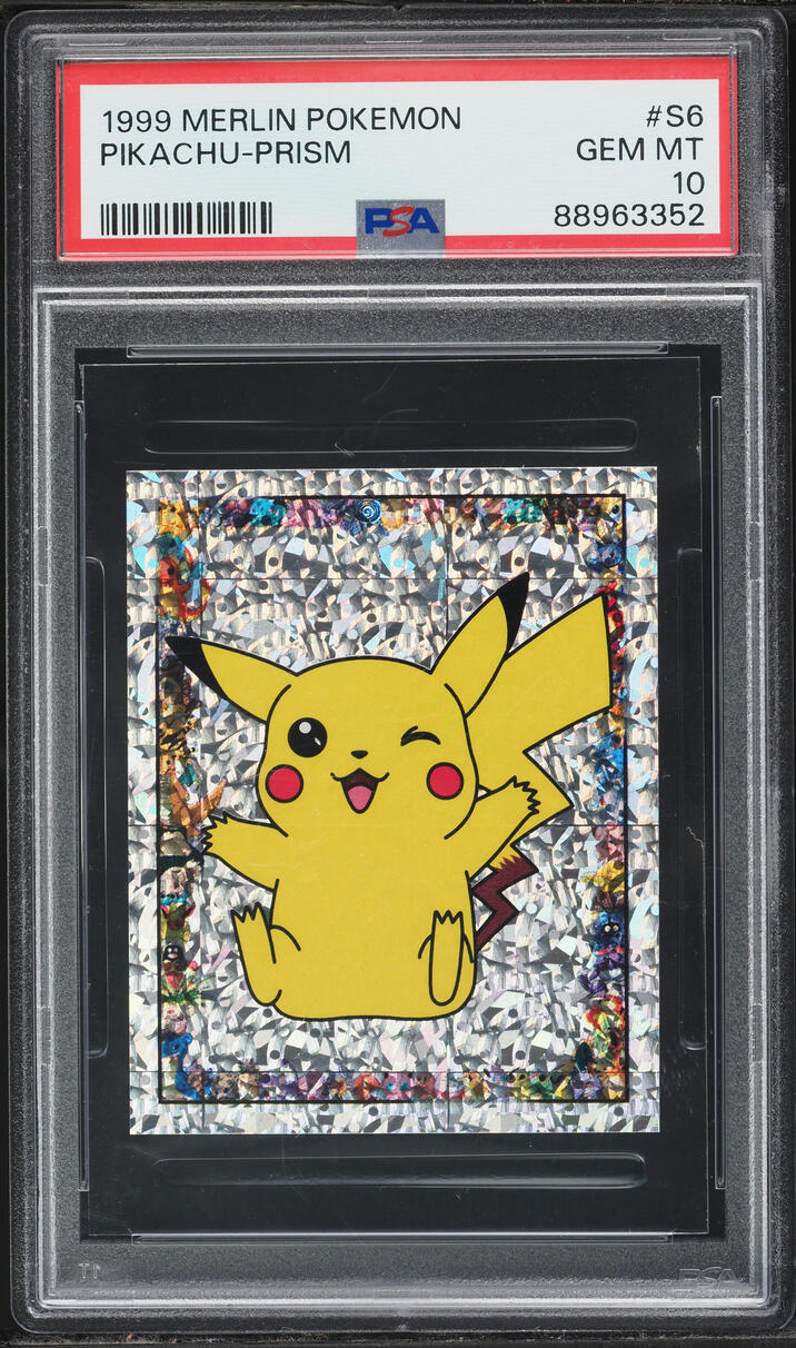 1999 Pokemon Merlin Stickers Prism Pikachu #S6 PSA 10 GEM MINT
