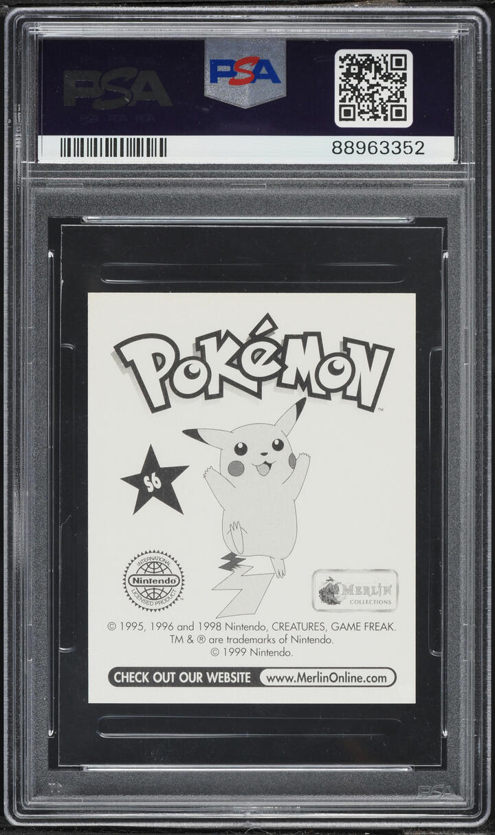 1999 Pokemon Merlin Stickers Prism Pikachu #S6 PSA 10 GEM MINT