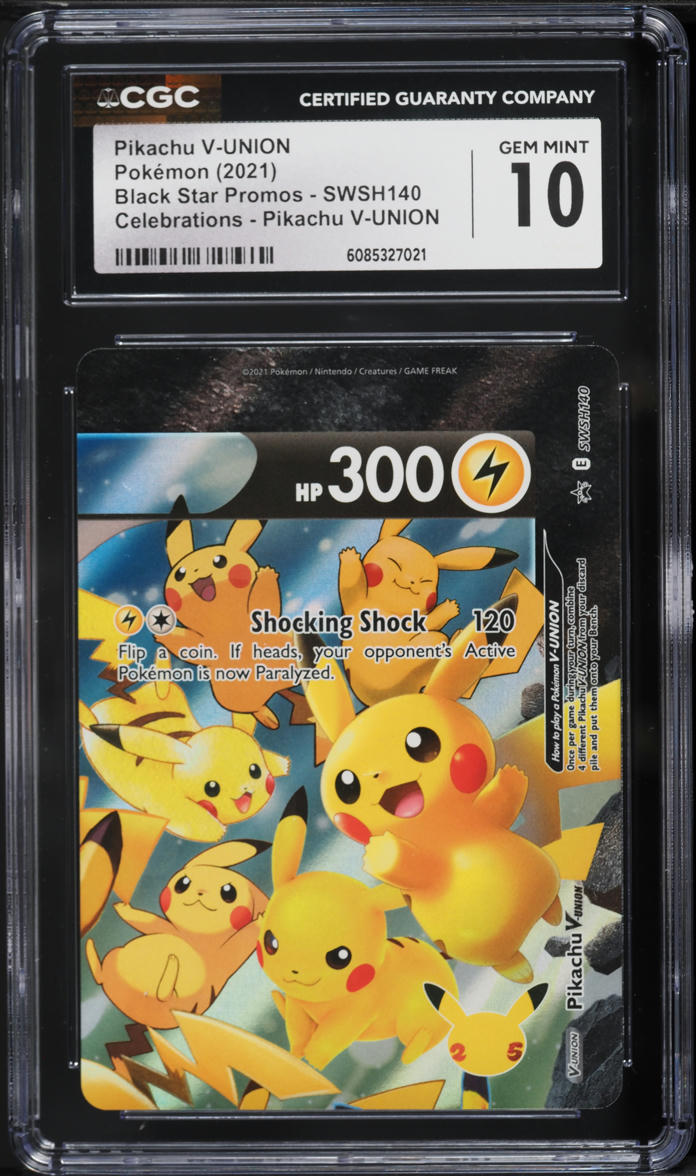 2021 Pokemon Sword & Shield Promo Celebrations Pikachu V-UNION #SWSH140 CGC 10 GEM MINT