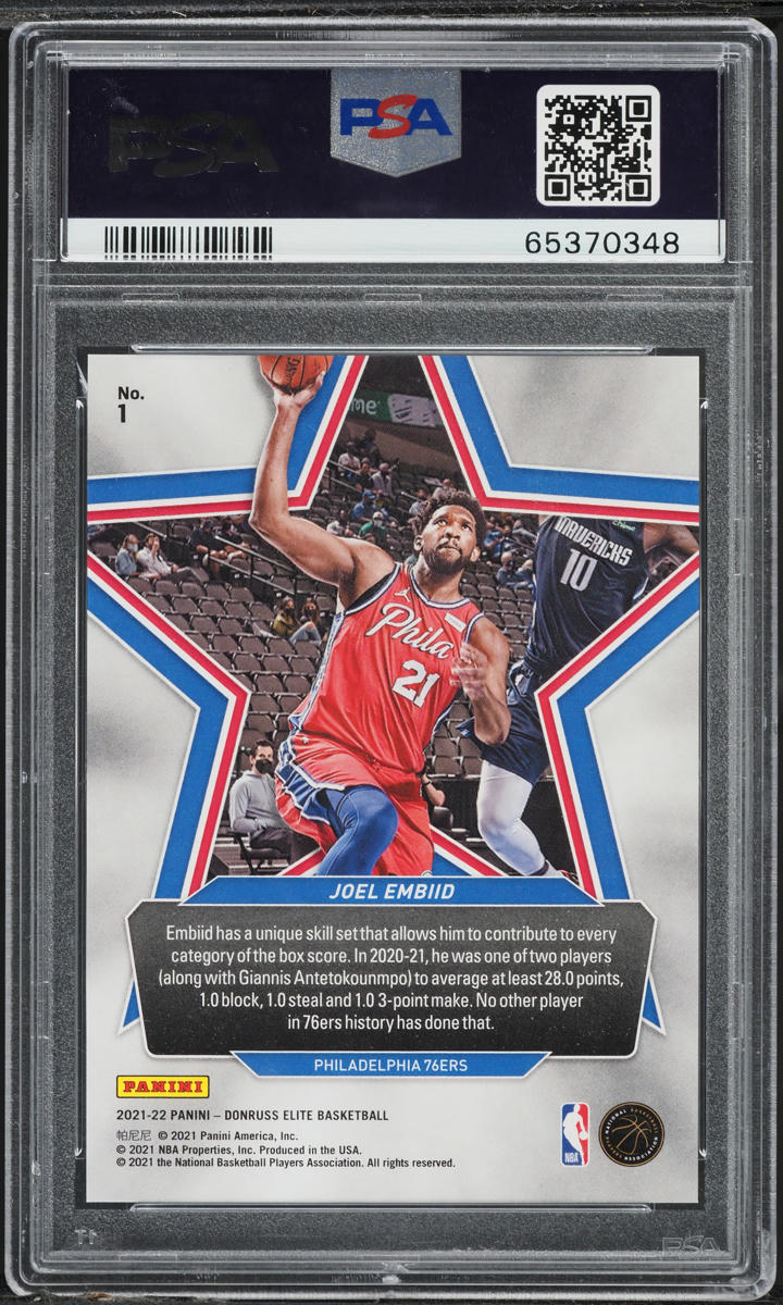 2021 Donruss Elite Star Status Black Joel Embiid 1/1 #1 PSA 9 MINT