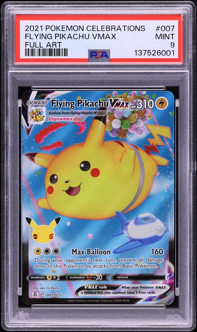 2021 Pokemon Sword & Shield Celebrations Full Art Flying Pikachu VMAX #7 PSA 9 MINT