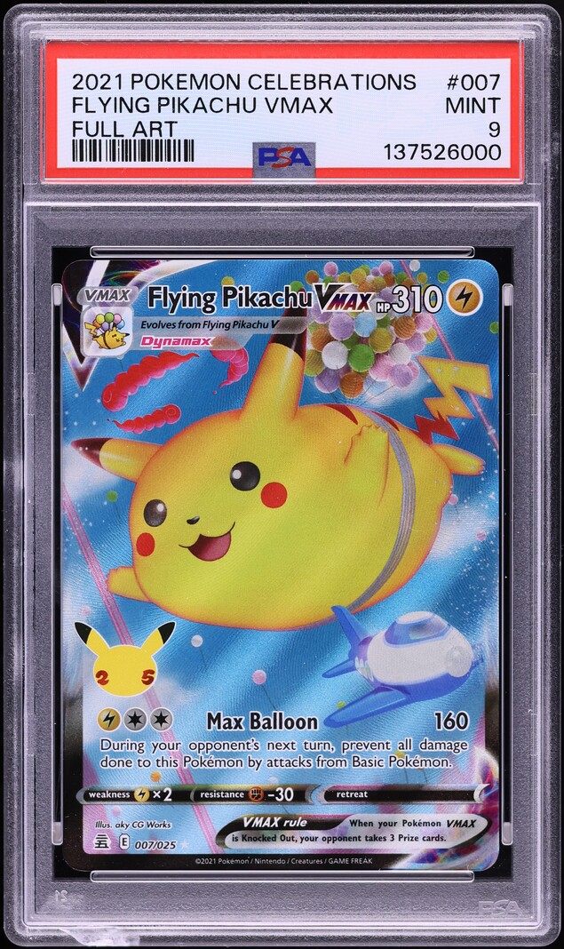 2021 Pokemon Sword & Shield Celebrations Full Art Flying Pikachu VMAX #7 PSA 9 MINT