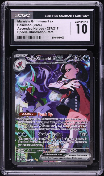 2026 Pokemon Mega Evolution Ascended Heroes SIR Marnie's Grimmsnarl ex #287 CGC 10 GEM MINT