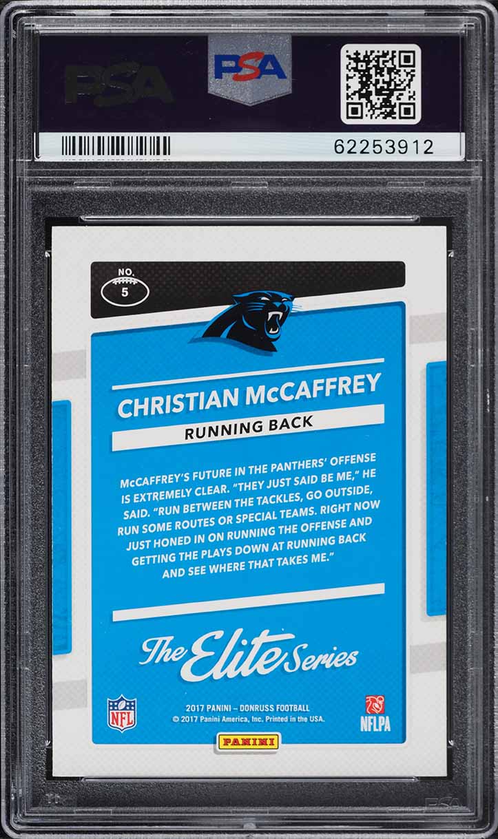 2017 Donruss The Elite Series Christian McCaffrey ROOKIE #5 PSA 9 MINT
