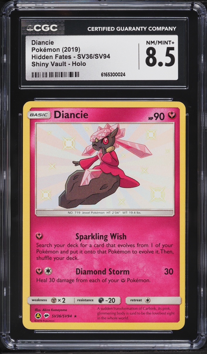 2019 Pokemon Sun & Moon Hidden Fates Shiny Diancie #SV36 CGC 8.5 NM-MT+