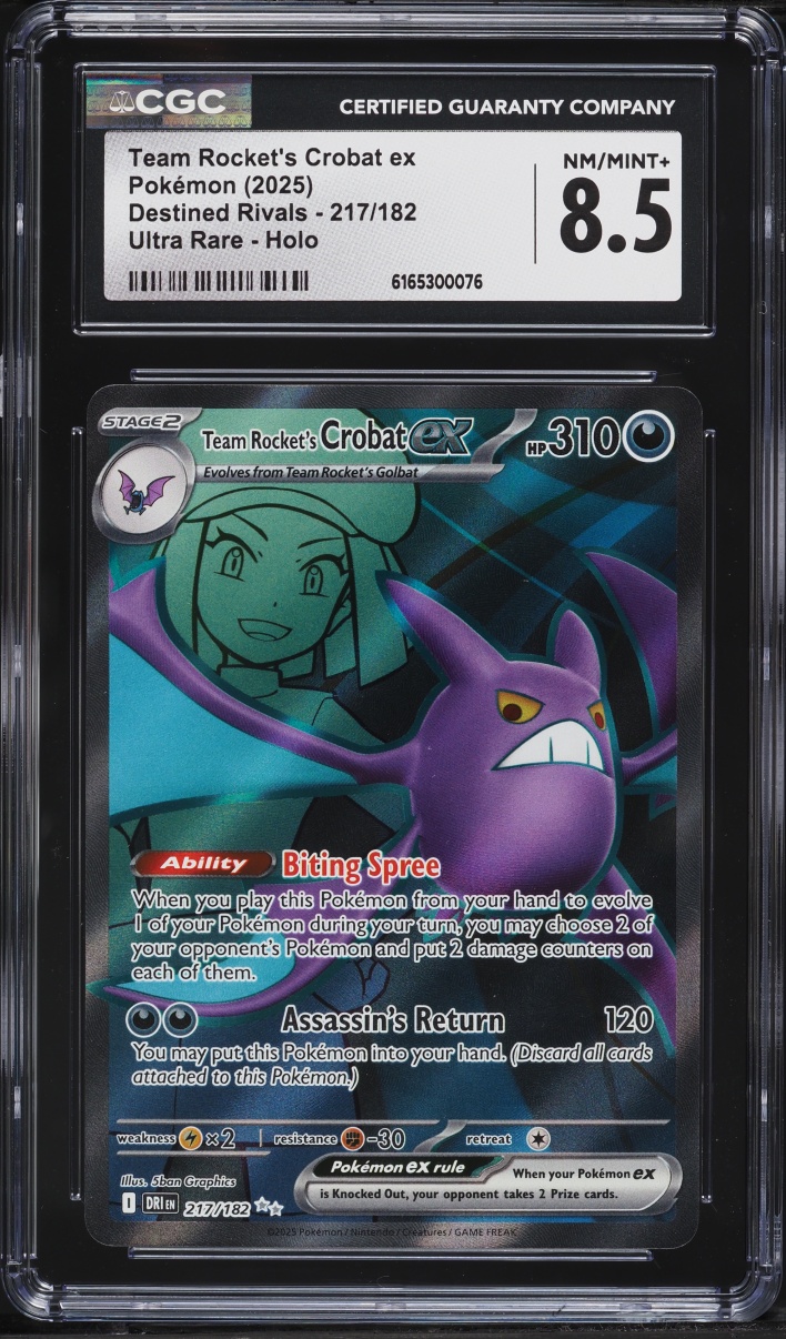 2025 Pokemon SV Destined Rivals Full Art Team Rocket's Crobat EX #217 CGC 8.5 NM-MT+