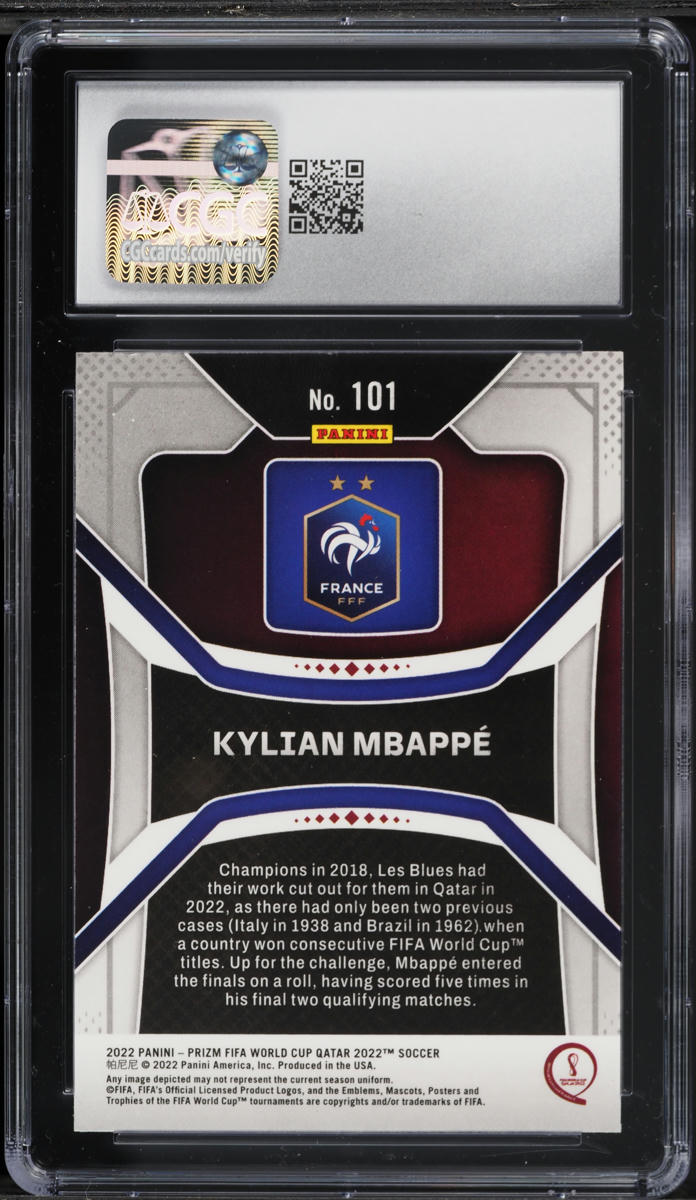 2022 Panini Prizm World Cup Kylian Mbappe #101 CGC 8 NM-MT