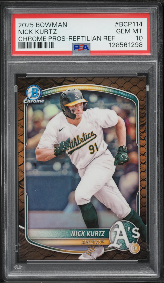 2025 Bowman Chrome Reptilian Refractor Nick Kurtz PROSPECT #BCP-114 PSA 10 GEM MINT