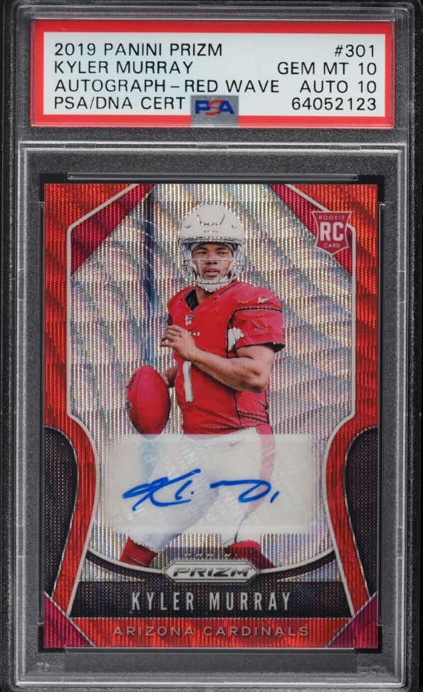 2019 Panini Prizm Red Wave Kyler Murray ROOKIE AUTO DNA 10 /149 #301 PSA 10 GEM
