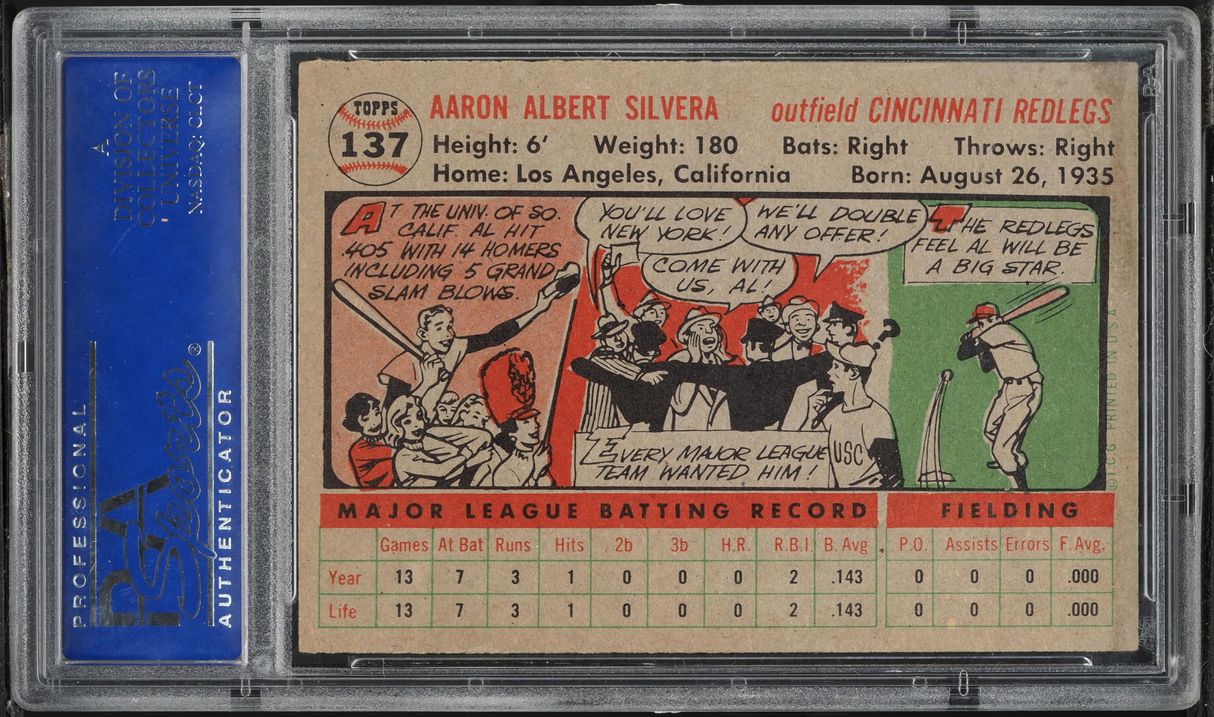 1956 Topps Al Silvera #137 PSA 7 NRMT