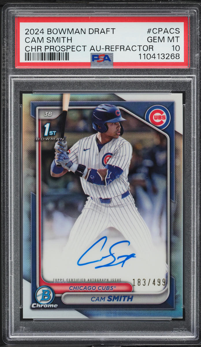 2024 Bowman Chrome Draft Refractor Cam Smith PROSPECT AUTO /499 PSA 10 GEM MINT