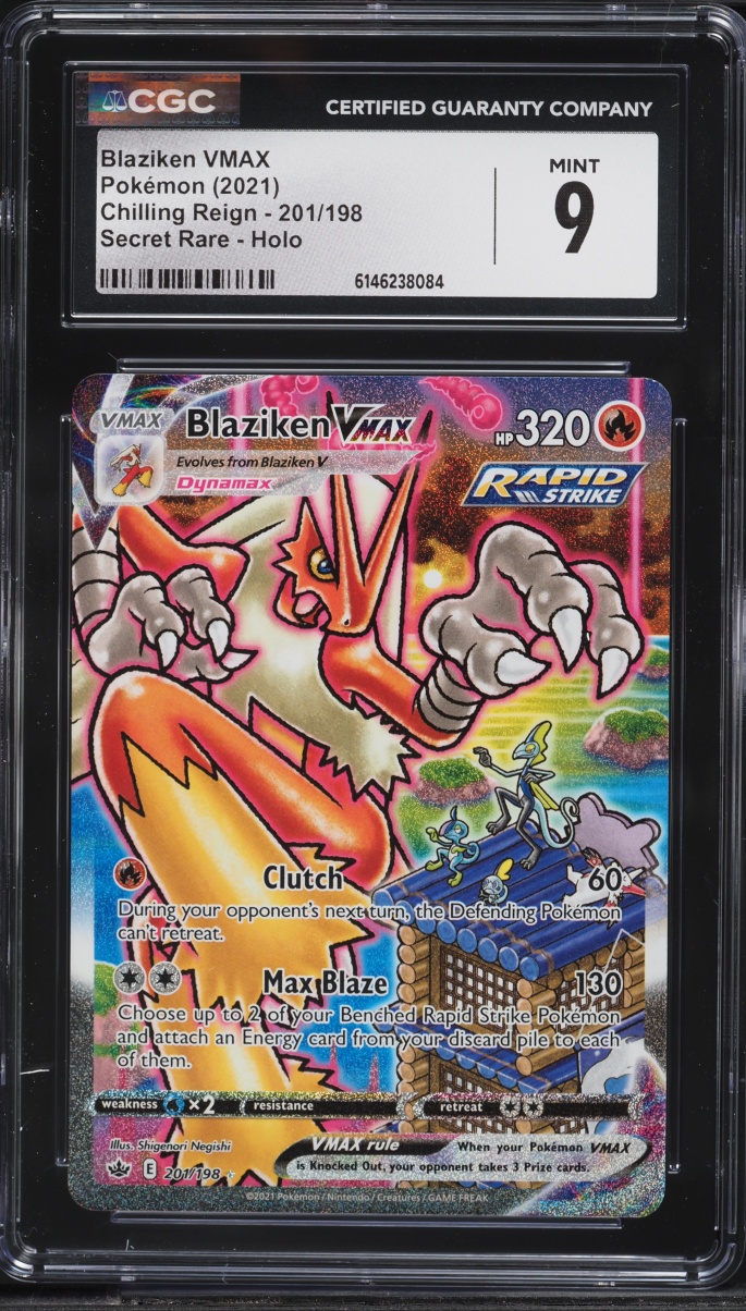2021 Pokemon Sword & Shield Chilling Reign SEC Blaziken VMAX #201 CGC 9 MINT