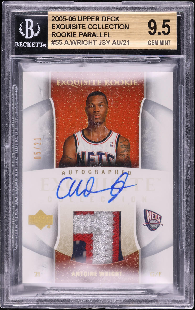 2005 Exquisite Collection Antoine Wright ROOKIE PATCH AUTO /21 #55AP BGS 9.5 GEM
