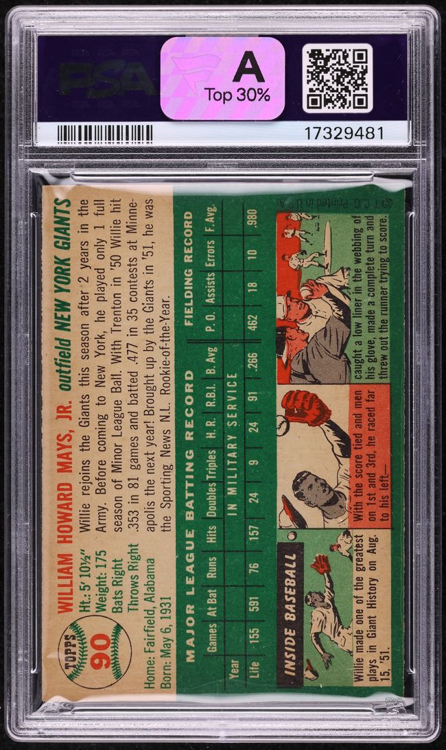 1954 Topps Willie Mays #90 PSA 7.5 NRMT+