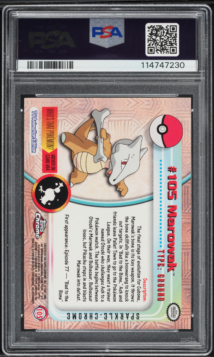2000 Topps Chrome Pokemon Series 2 Sparkle Marowak #105 PSA 10 GEM MINT