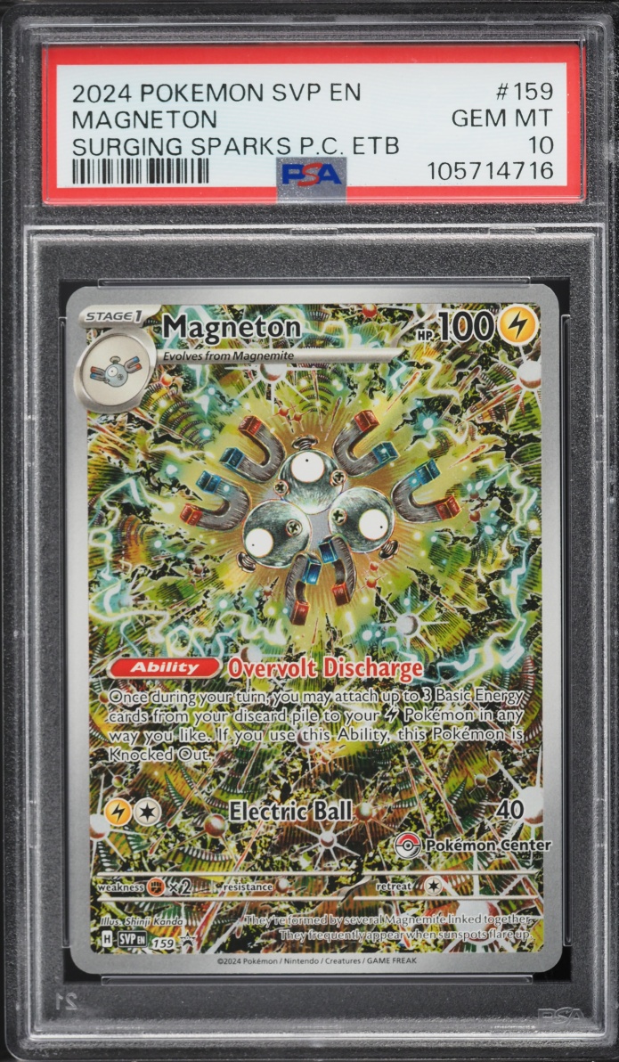 2024 Pokemon SV Promo Surging Sparks Center ETB Alt Art Magneton #159 PSA 10 GEM MINT