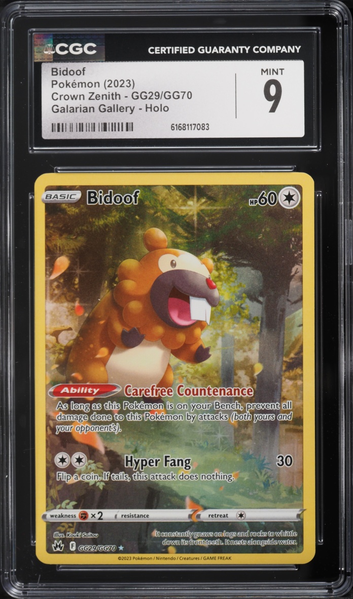 2023 Pokemon Sword & Shield Crown Zenith Galarian Gallery Full Art Bidoof #GG29 CGC 9 MINT