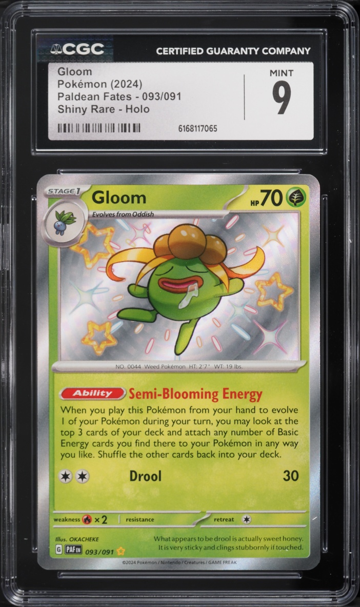 2024 Pokemon Scarlet & Violet Paldean Fates Holo Shiny Gloom #93 CGC 9 MINT