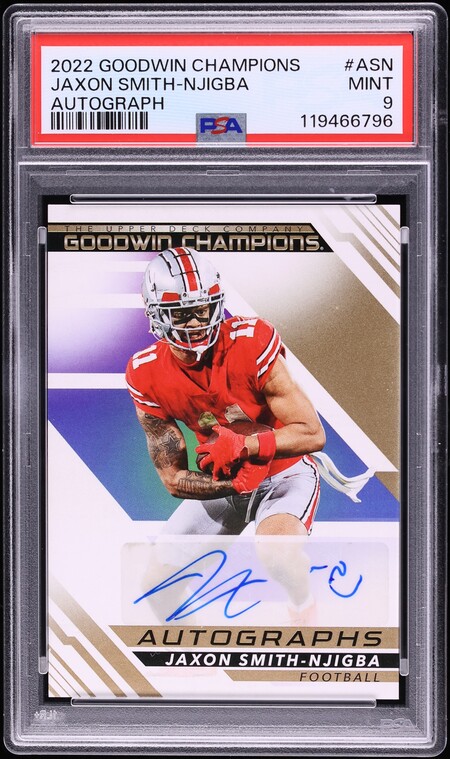 2022 Upper Deck Goodwin Champions Jaxon Smith-Njigba ROOKIE AUTO #A-SN PSA 9