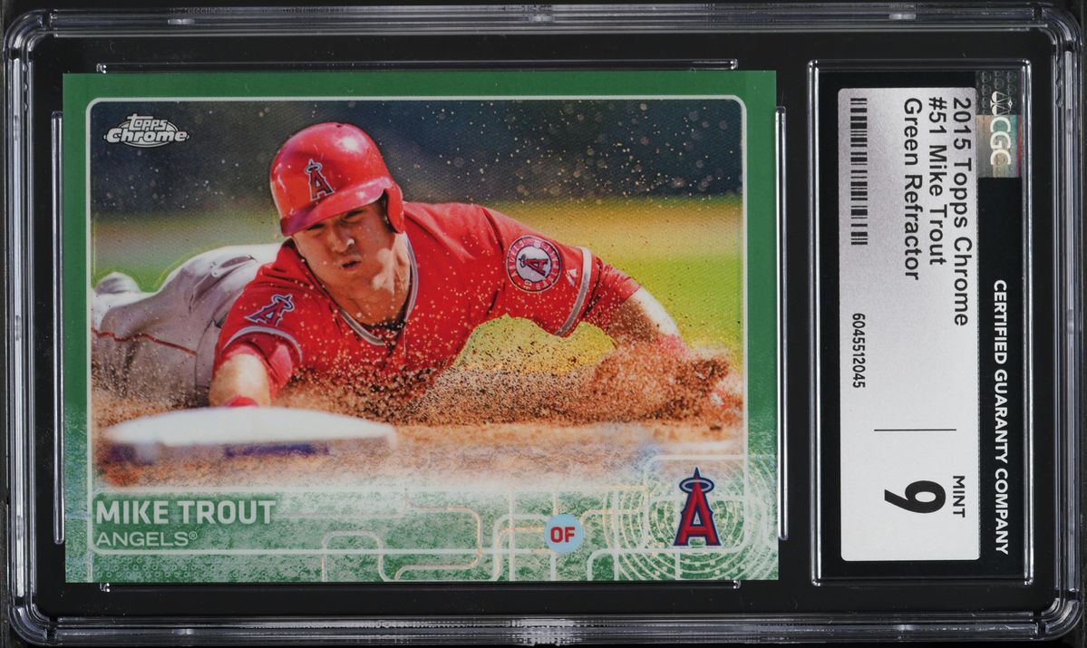 2015 Topps Chrome Green Refractor Mike Trout /99 #51 CGC 9 MINT