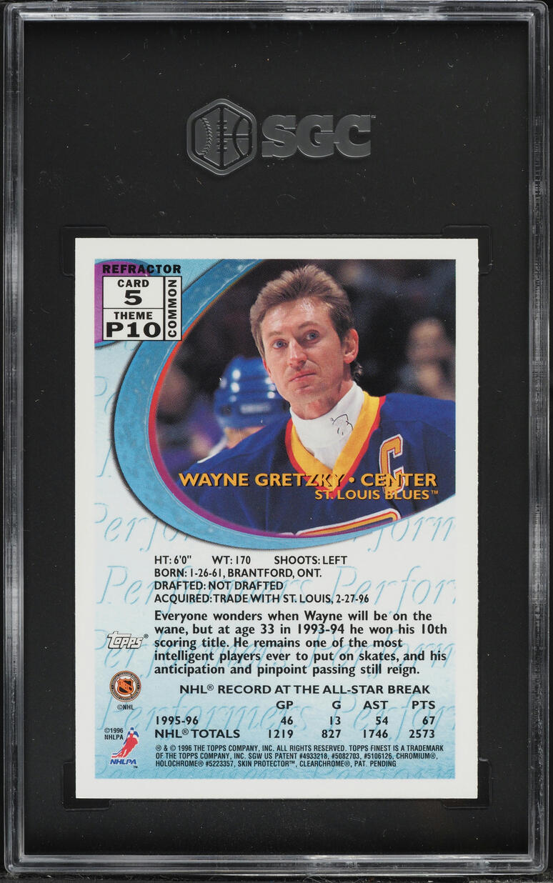 1995 Finest Bronze Refractor Wayne Gretzky #5 SGC 7 NRMT