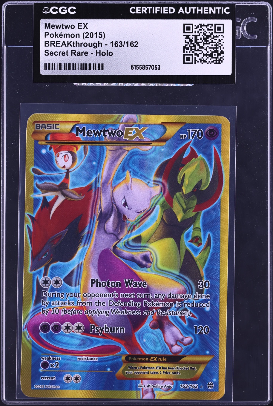 2015 Pokemon XY BREAKthrough Full Art Mewtwo EX #163 CGC AUTH