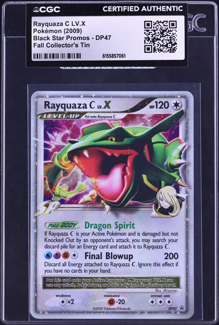 2009 Pokemon Diamond & Pearl Promo Fall Collector Tin Holo Rayquaza C Lv.X #DP47 CGC AUTH
