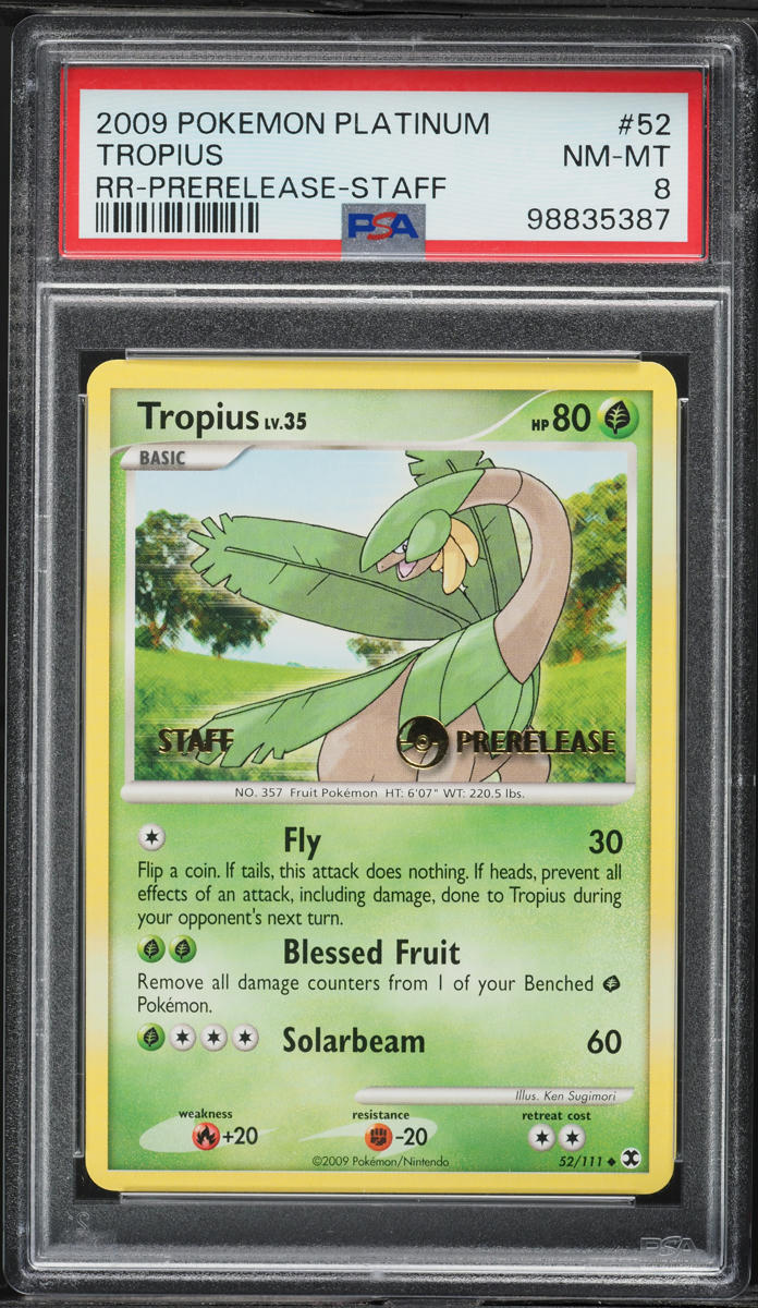 2009 Pokemon Platinum Rising Rivals Prerelease Staff Tropius #52 PSA 8 NM-MT