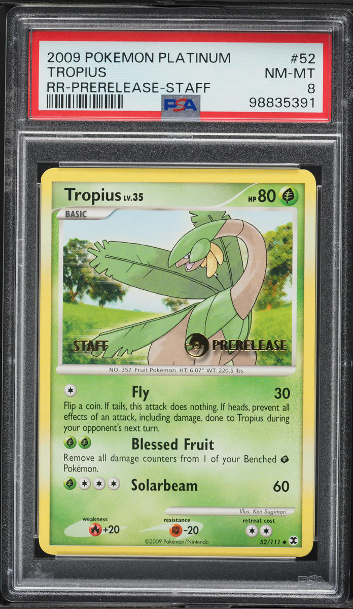 2009 Pokemon Platinum Rising Rivals Prerelease Staff Tropius #52 PSA 8 NM-MT