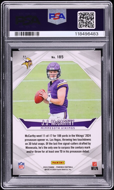 2024 Panini Phoenix Orange J.J. McCarthy ROOKIE #185 PSA 10 GEM MINT