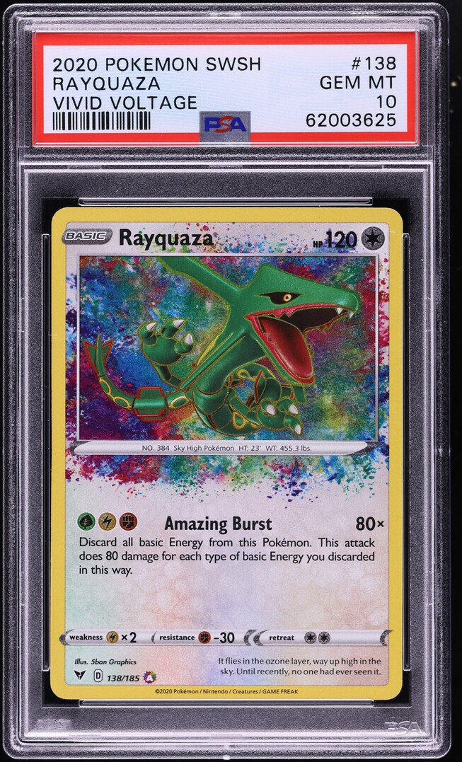 2020 Pokemon SWSH Vivid Voltage Amazing Rare Rayquaza #138 PSA 10 GEM MINT