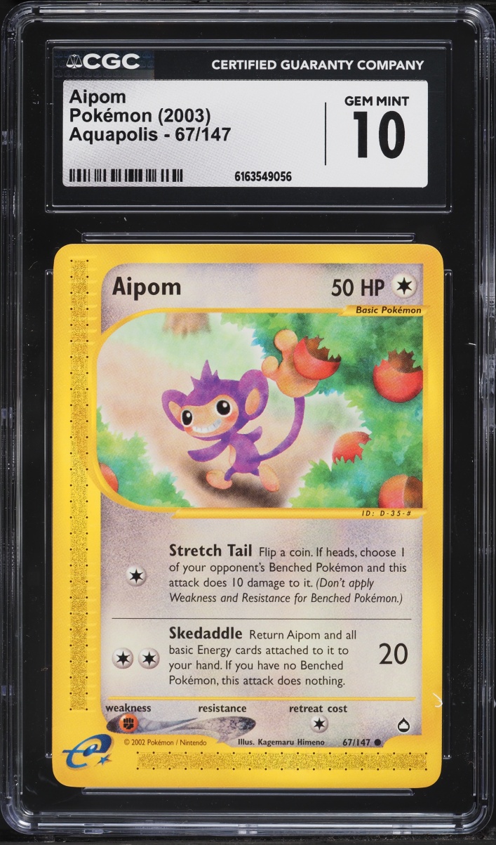 2003 Pokemon Aquapolis Aipom #67 CGC 10 GEM MINT
