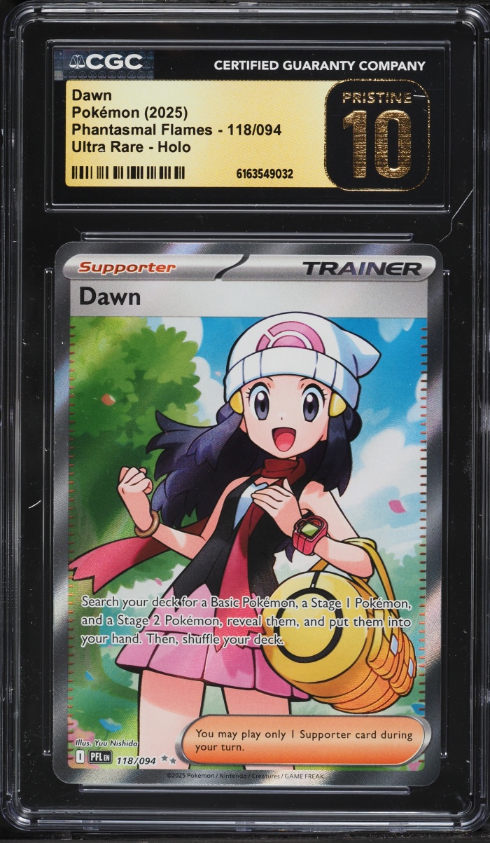 2025 Pokemon Mega Evolution Phantasmal Flames Full Art Dawn #118 CGC 10 PRISTINE