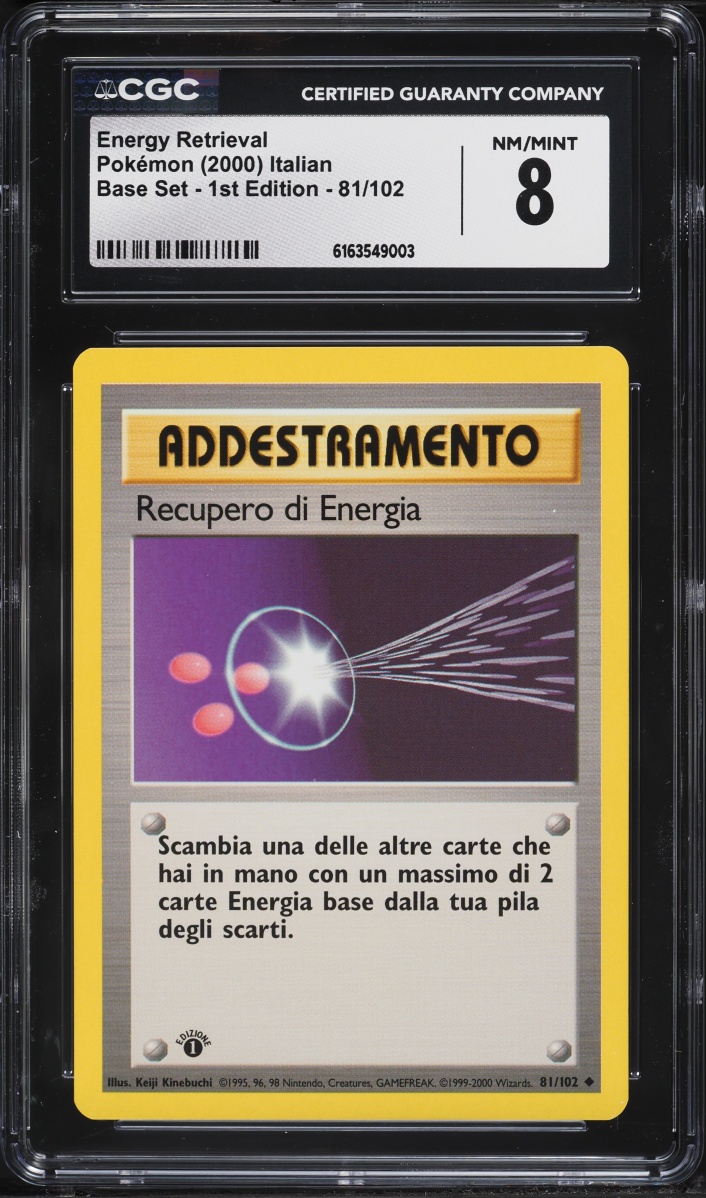 2000 Pokemon Italian Base Set 1st Edition Energy Retrieval #81 CGC 8 NM-MT