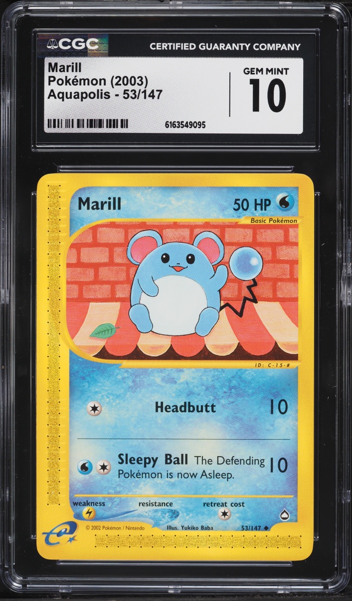 2003 Pokemon Aquapolis Marill #53 CGC 10 GEM MINT