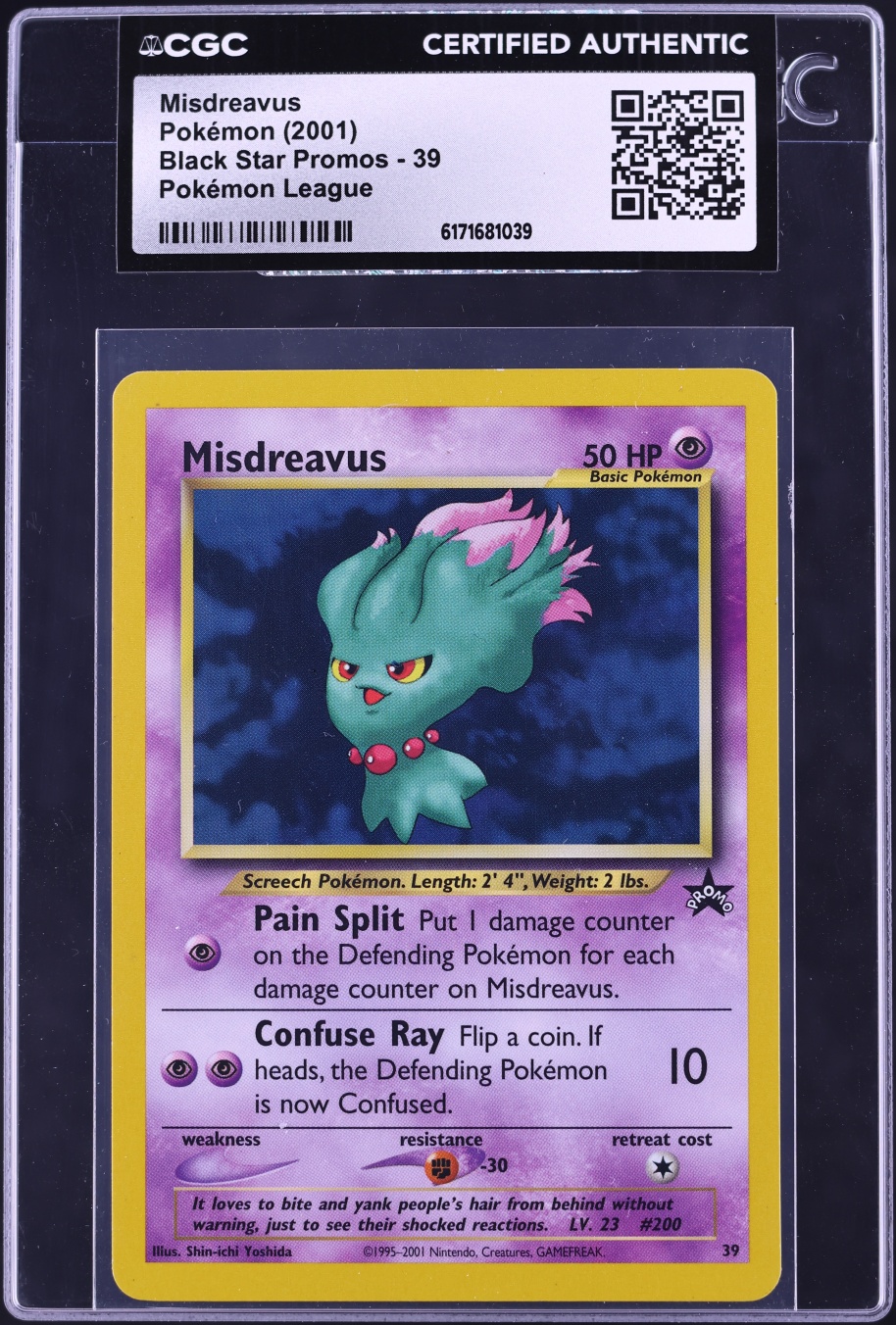 2001 Pokemon League Black Star Promo Misdreavus #39 CGC AUTH