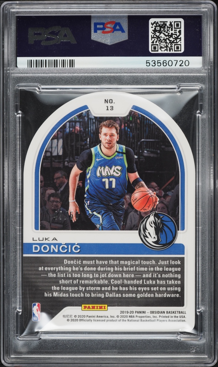 2019 Panini Obsidian Tunnel Vision Electric Etch Purple Die-Cut Luka Doncic /50 #13 PSA 10 GEM