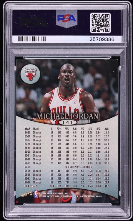 1998 Skybox Molten Metal Michael Jordan #141 PSA 10 GEM MINT