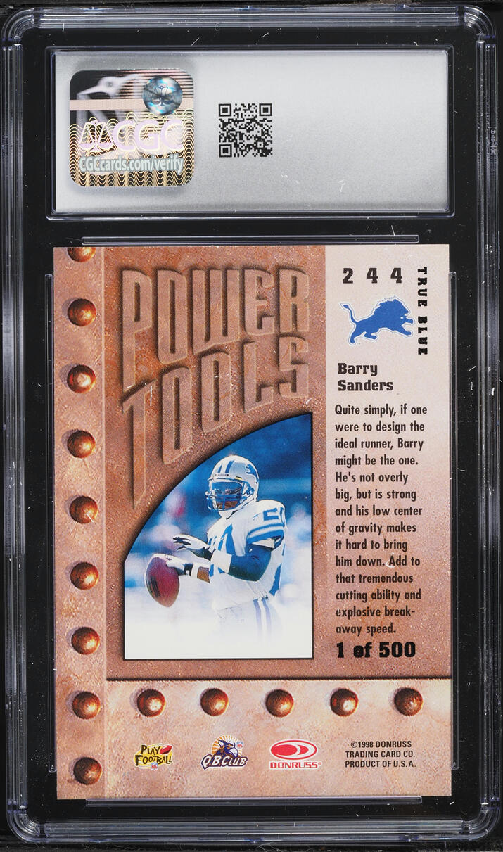 1998 Leaf Rookies & Stars True Blue Barry Sanders /500 #244 CGC 10 GEM MINT