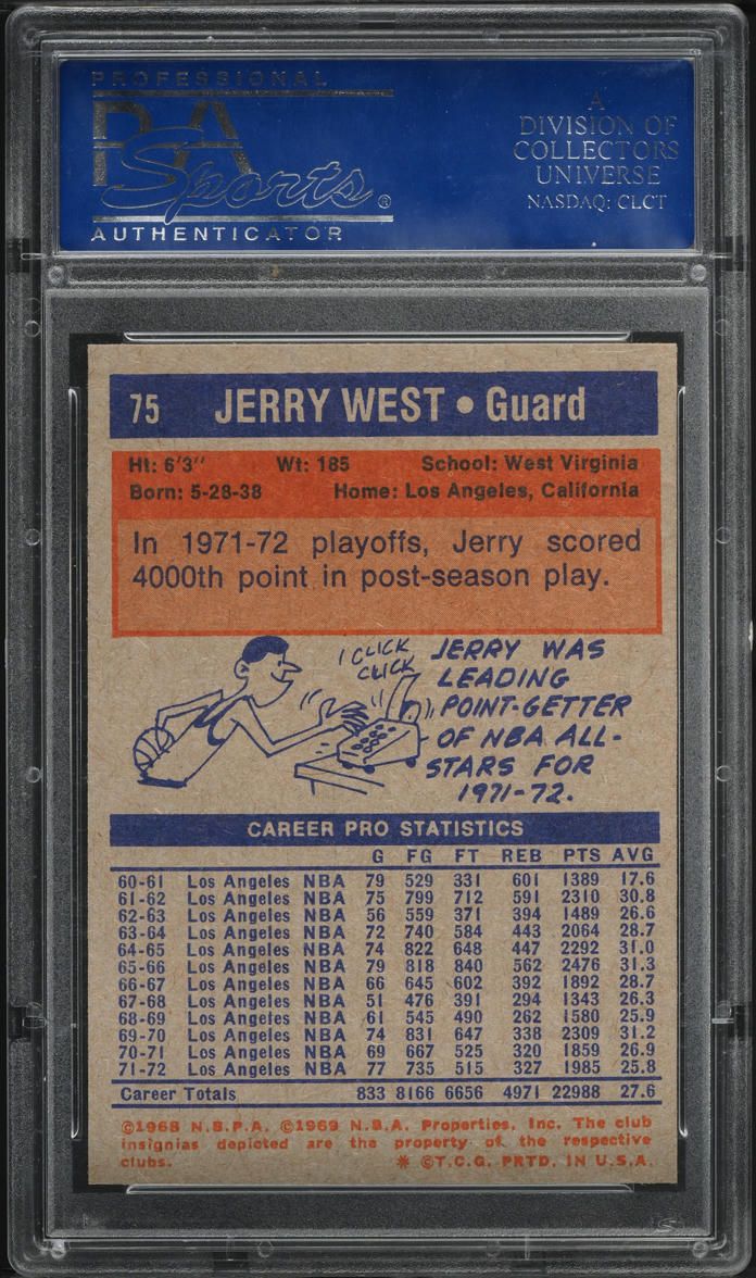 1972 Topps Basketball Jerry West #75 PSA 9 MINT