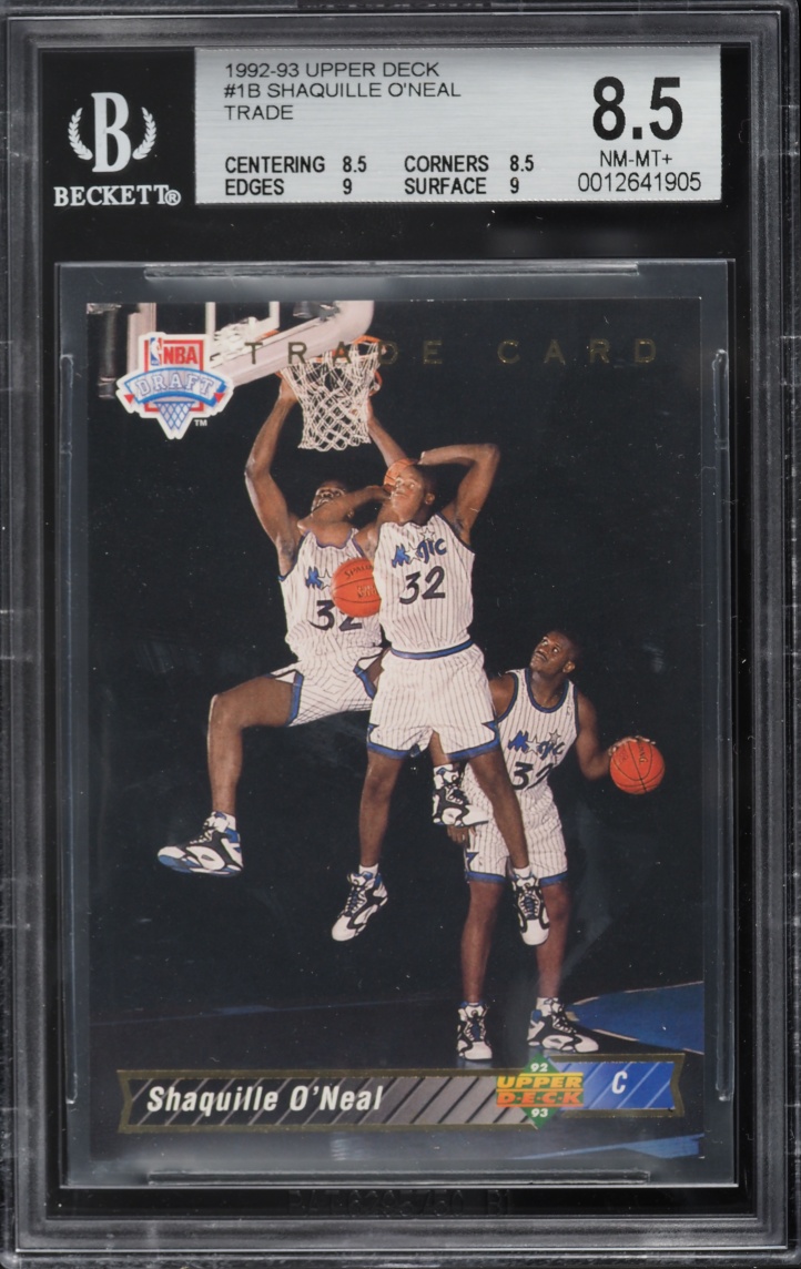 1992 Upper Deck Trade Card Shaquille O'Neal ROOKIE #1B BGS 8.5 NM-MT+