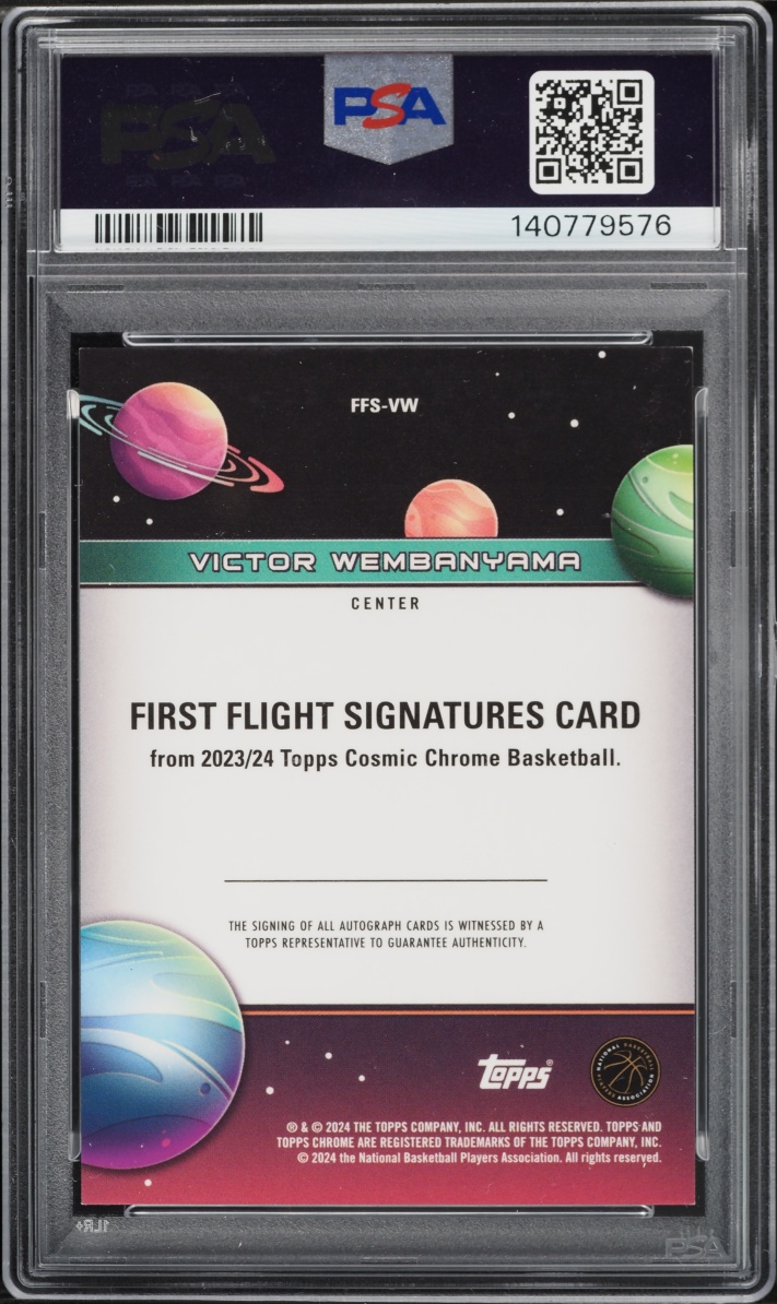 2023 Topps Chrome Cosmic First Flight Black Eclipse Victor Wembanyama ROOKIE AUTO /10 PSA 8
