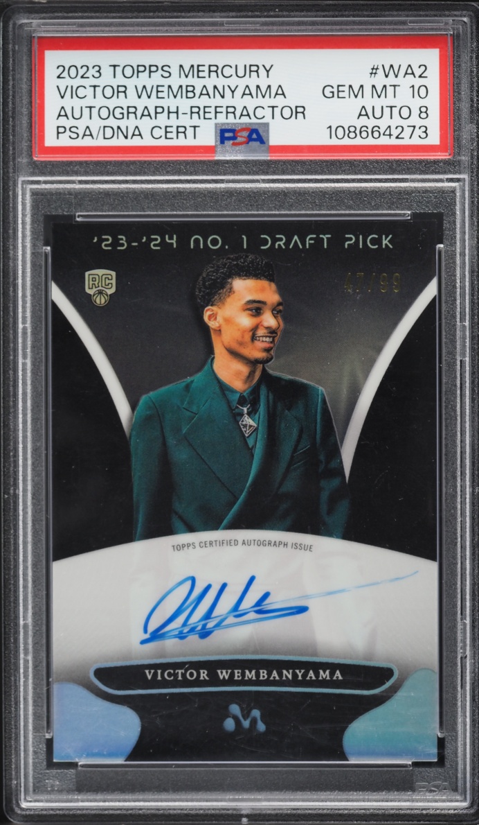 2023 Topps Mercury Refractor Victor Wembanyama ROOKIE AUTO DNA 8 /99 #WA2 PSA 10 GEM MINT